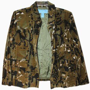 Doncaster Sport Velveteen Blazer Jacket Women's 16W Green Black Classy Camo